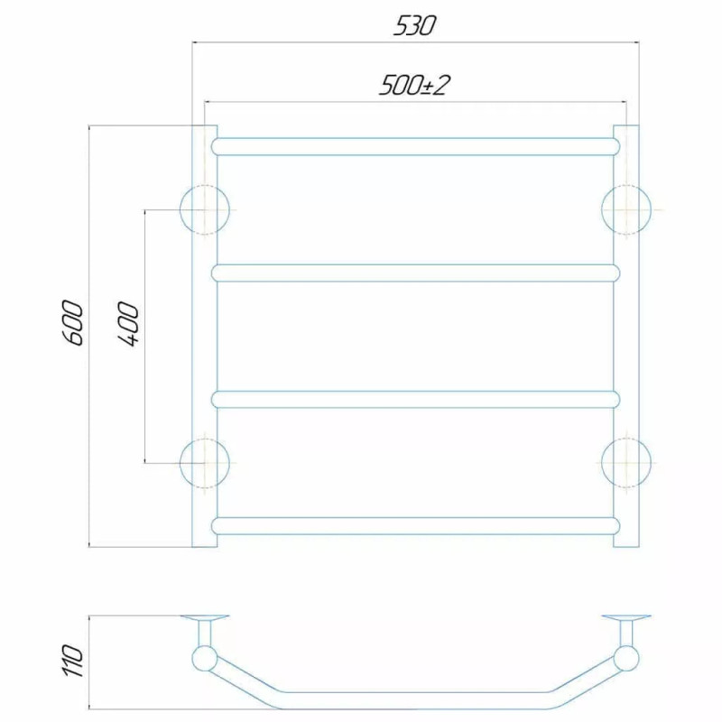 Deffi Рушникосушарка водяна Трапеція 500х600 мм