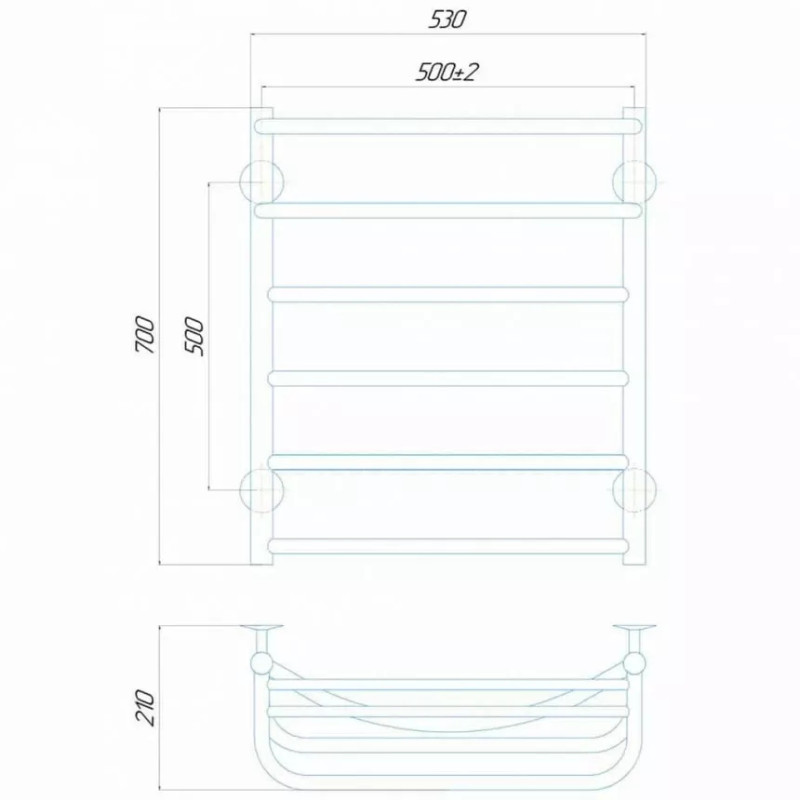 Deffi Рушникосушарка водяна Отель 500х700 мм