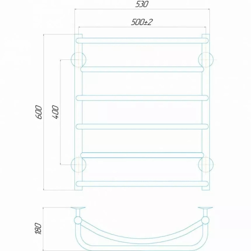 Deffi Рушникосушарка водяна Аквамікс 500х600 мм