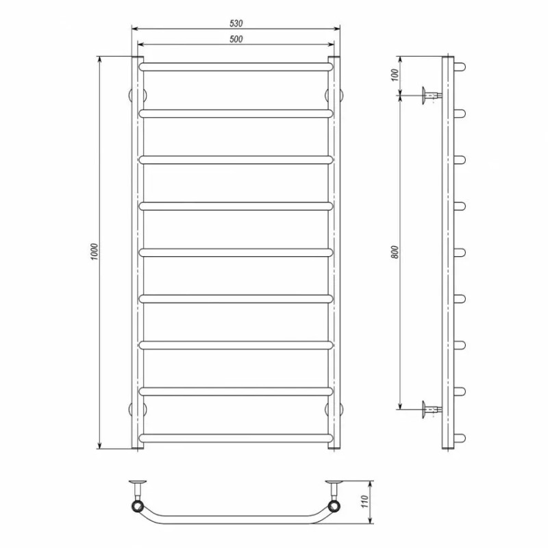 Deffi Рушникосушарка водяна Трапеція 500х1000 мм