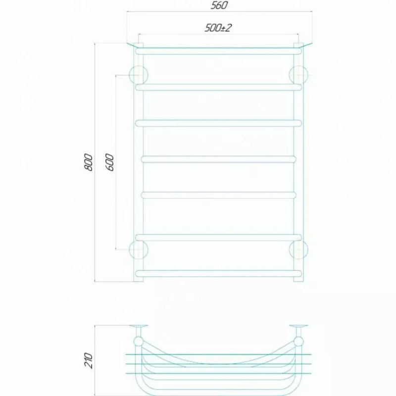 Deffi Рушникосушарка водяна Юність 500х800 мм (YU 80.50.7)
