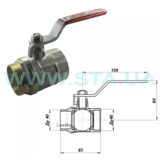 STA Кран кульовий 1 1/2" ВЗ (червона ручка) НІК. {30/3} (1009452)