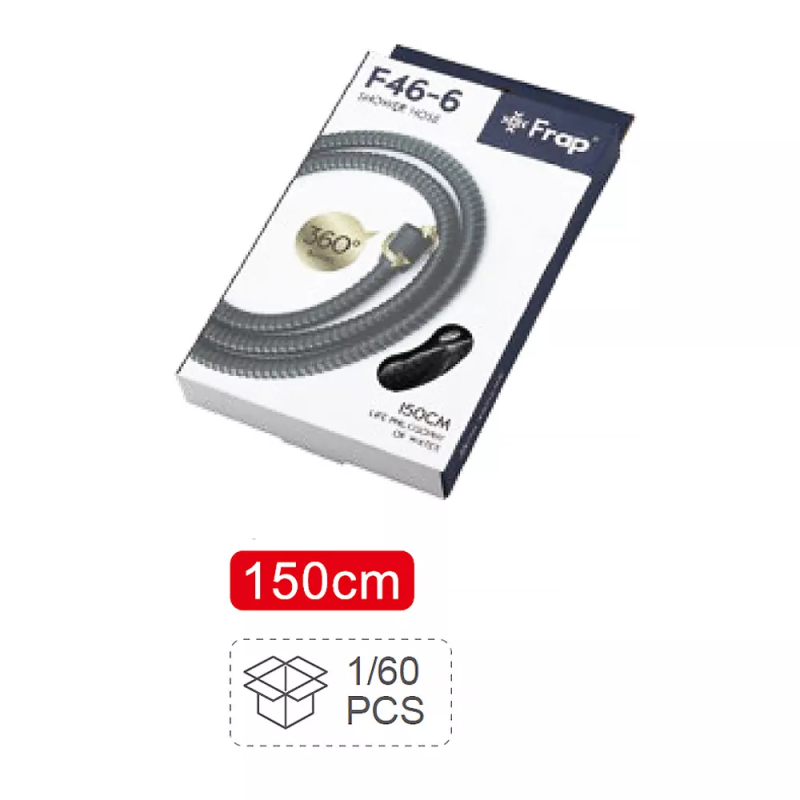 Frap Шланг душовий F46-6, подвійне обплетення, 1,5 м, чорний