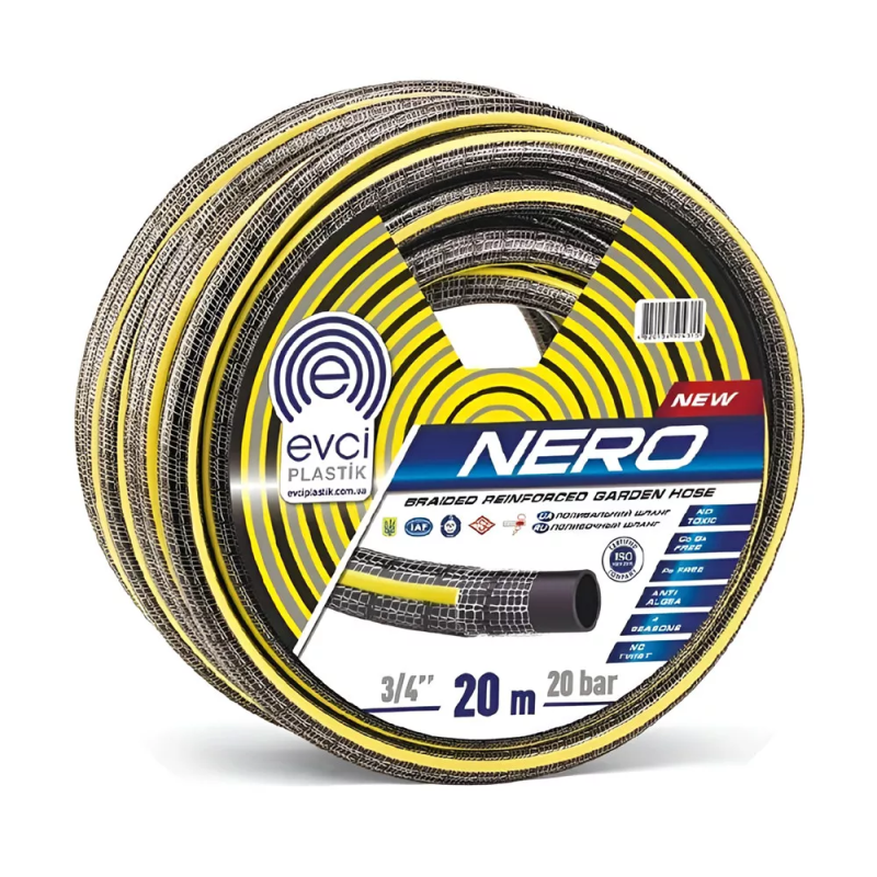 EVCI Шланг для поливу Plastik Nero ПВХ Ø 3/4", п'ятишаровий, армований, бухта 30 м