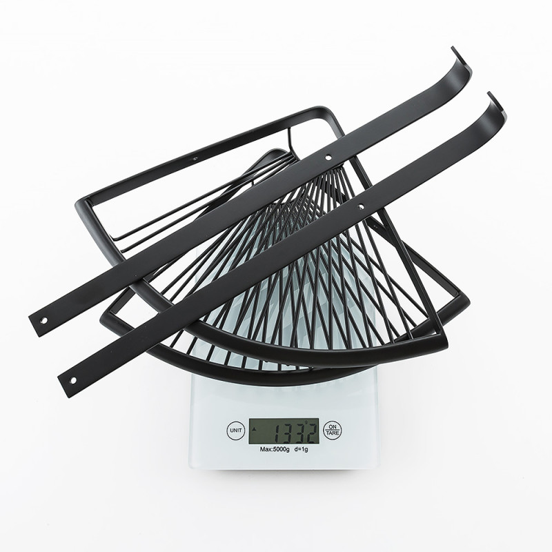 Frap Полиця кутова F352-16, двоярусна з гачками, нержавіюча сталь, чорний