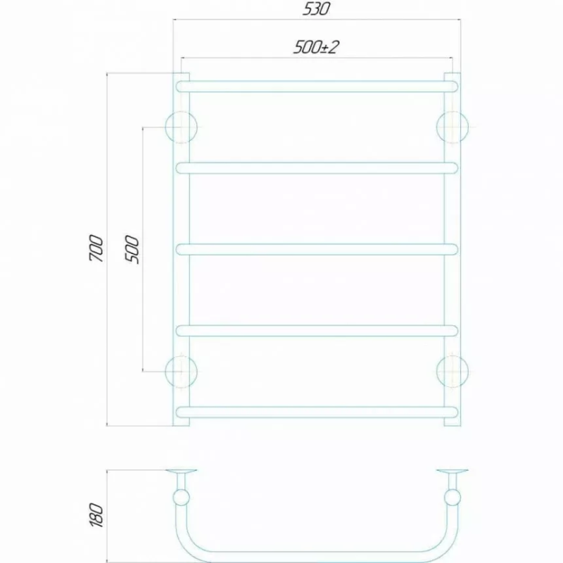 Deffi Рушникосушарка електрична Стандарт 500x700 правий, 120 Вт, хром