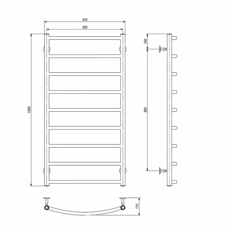 Deffi Рушникосушарка електрична Класік 500x1000 лівий, 110 Вт, хром