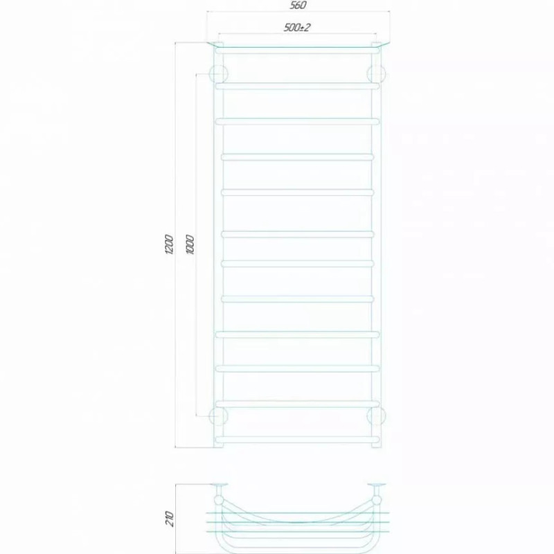Deffi Рушникосушарка електрична Юність 500x1200 правий, 110 Вт, хром