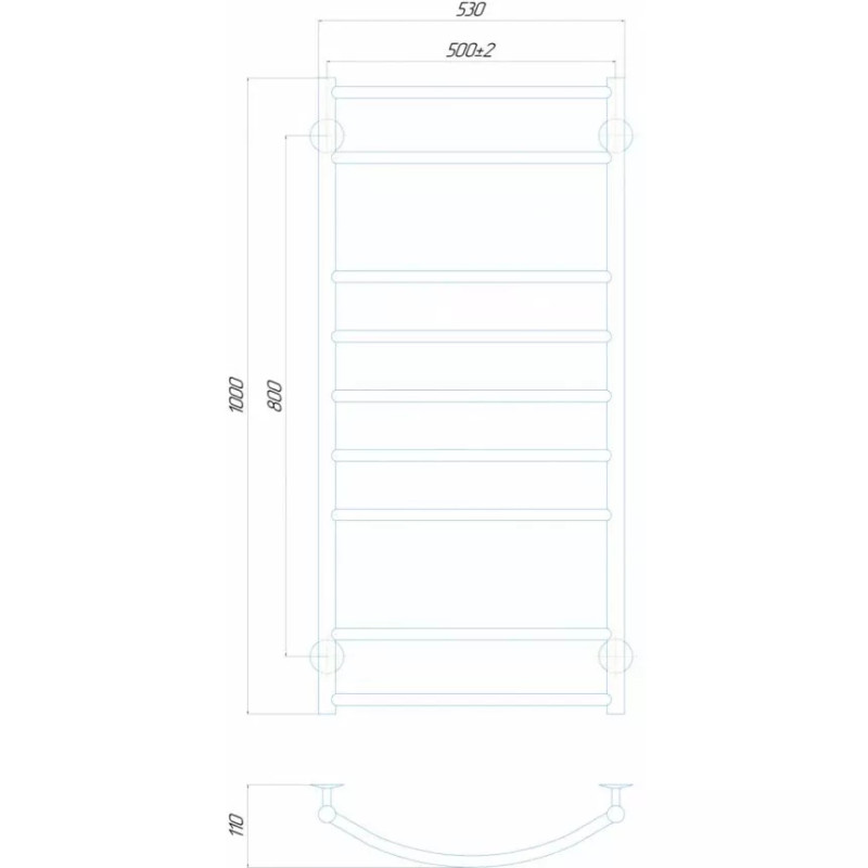 Deffi Полотенцесушитель водяной Классик Элит 500х1000 мм (KE 100.50.9)