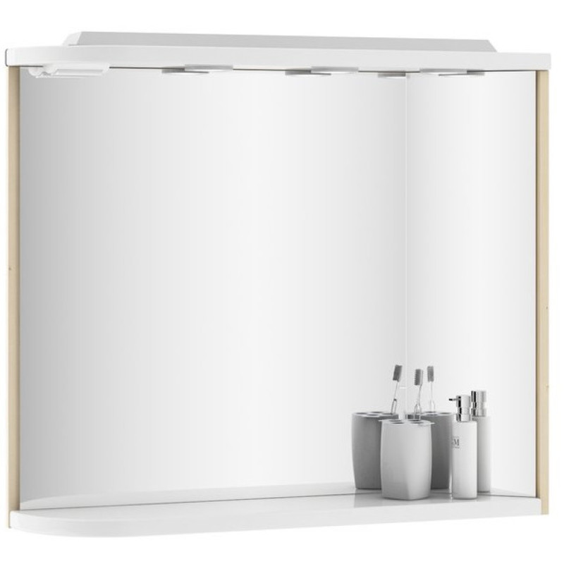 Зеркало с полочкой, освещением и розеткой M 780 R (береза/белый) RAVAK (X000000161)