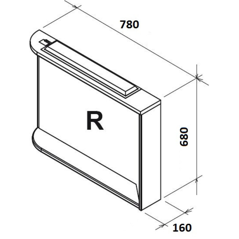 Зеркало с полочкой, освещением и розеткой M 780 R (береза/белый) RAVAK (X000000161)