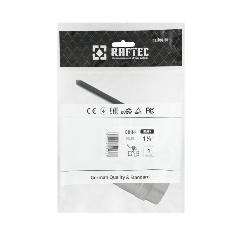 Raftec Кран шаровой BLACK PN20 ВВ 1 1/4" ручка DRH4