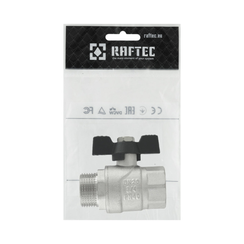 Raftec Кран шаровый BLACK PN20 ЗВ 3/4" бабочка DRB21