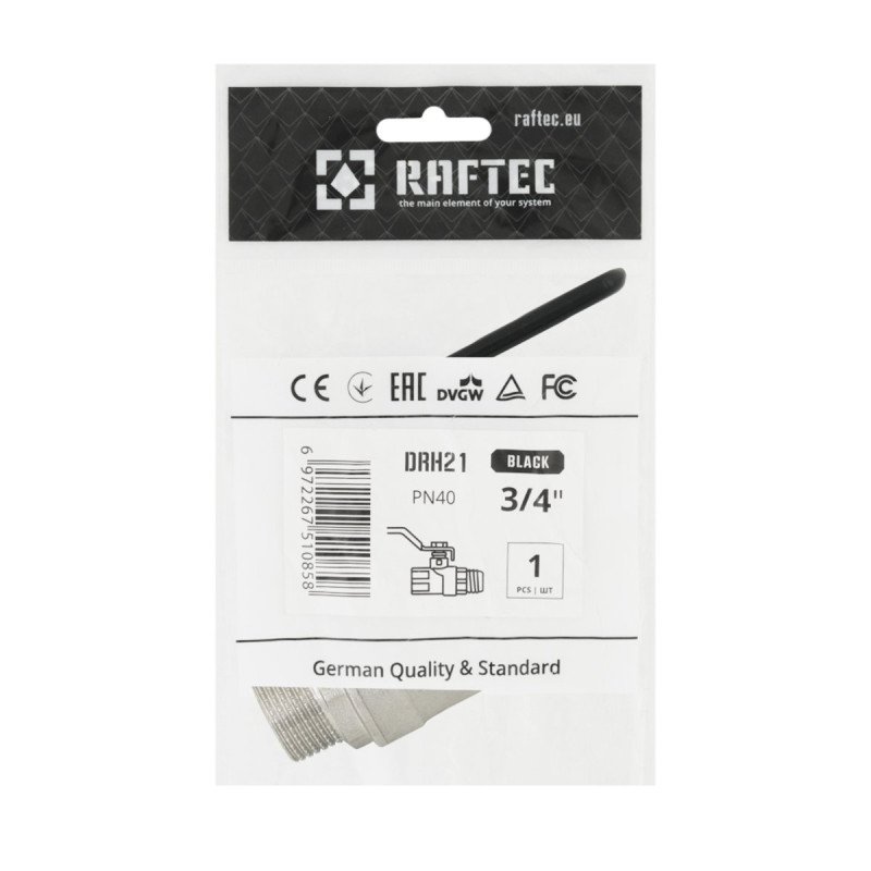 Raftec Кран шаровой BLACK PN20 ЗВ 3/4" ручка DRH21