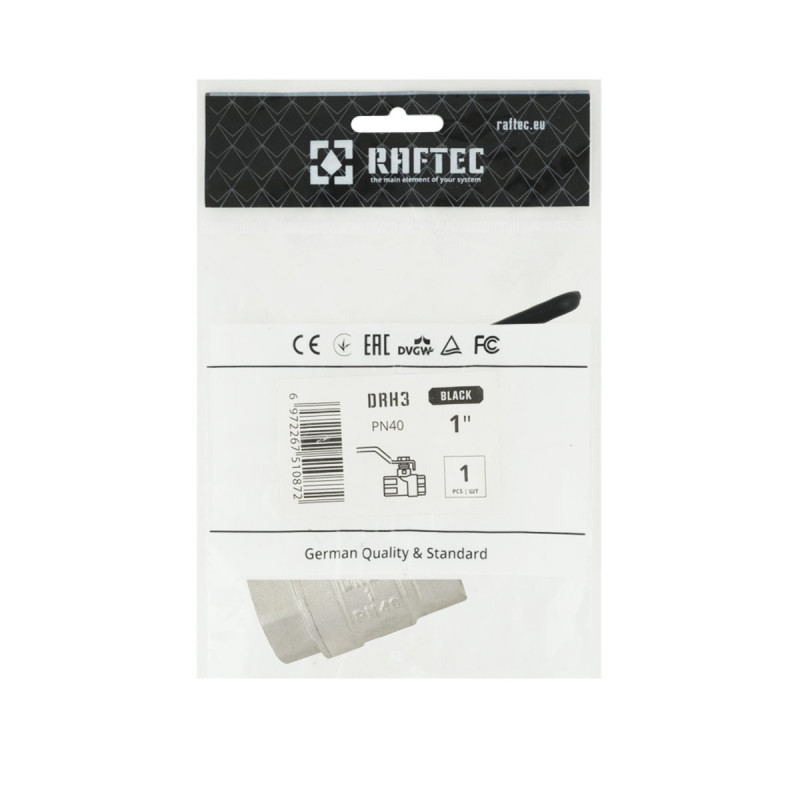 Raftec Кран шаровой BLACK PN40 ВВ 1" ручка DRH3