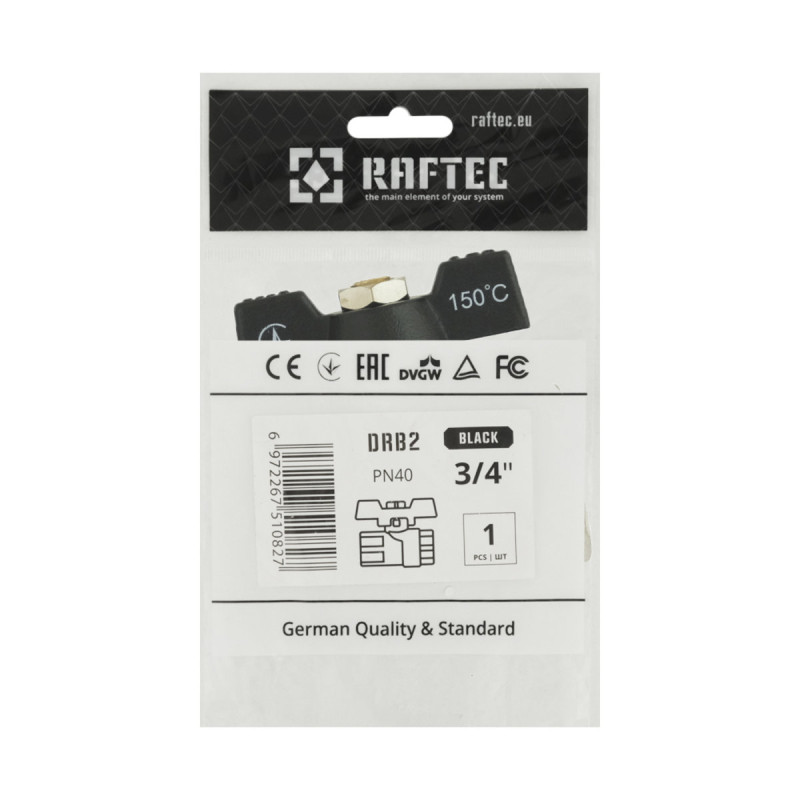 Raftec Кран шаровый BLACK PN40 ВВ 3/4" бабочка DRB2