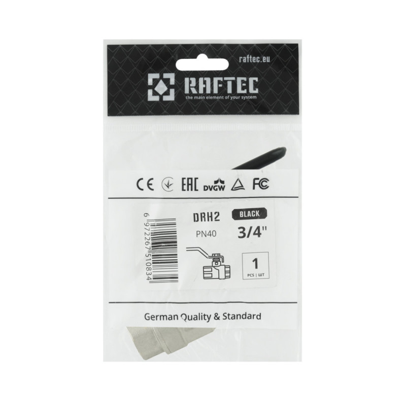 Raftec Кран шаровой BLACK PN40 ВВ 3/4" ручка DRH2