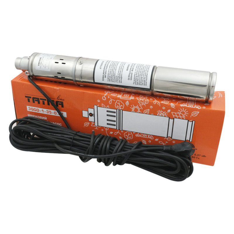 Tatra-line Скважинный шнековый насос 0.37 кВт, Q.max 25л/мин., H.max 70м. 3QGD-1-35
