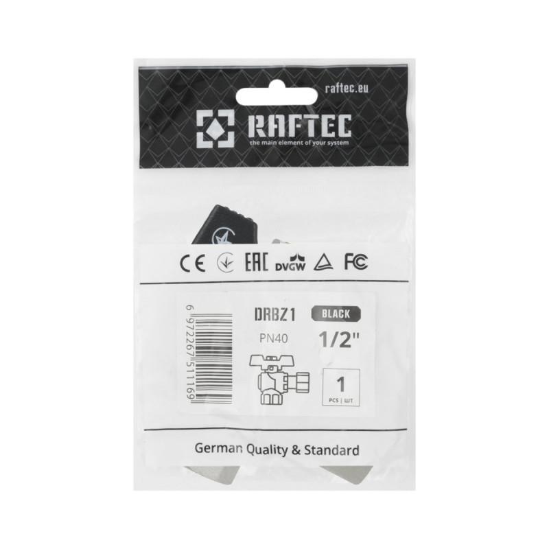 Raftec Кран кутовий з накидною гайкою PN40 ВВ 1/2" метелик DRBZ1