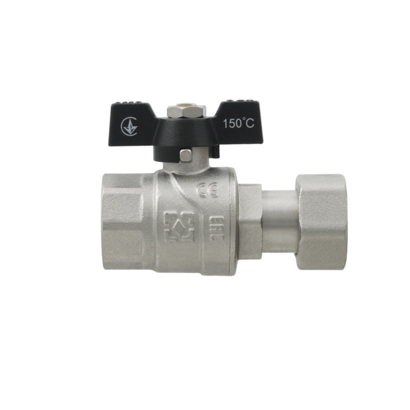 Raftec Кран прямий з накидною гайкою BLACK DN15 1/2" метелик PRB-1