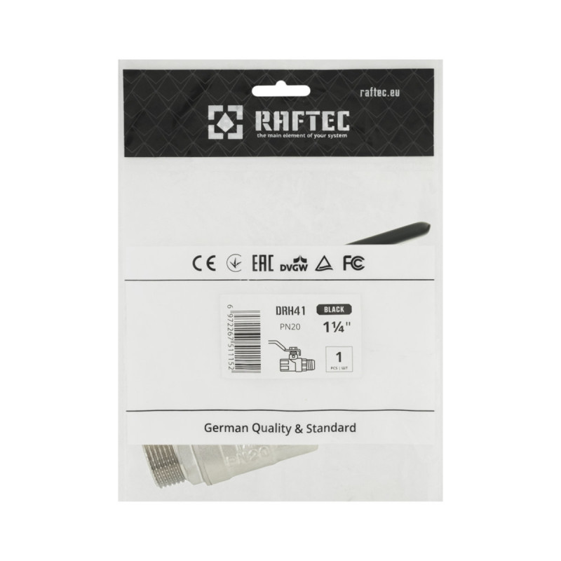 Raftec Кран шаровой BLACK PN40 ЗВ 1 1/4" ручка DRH41