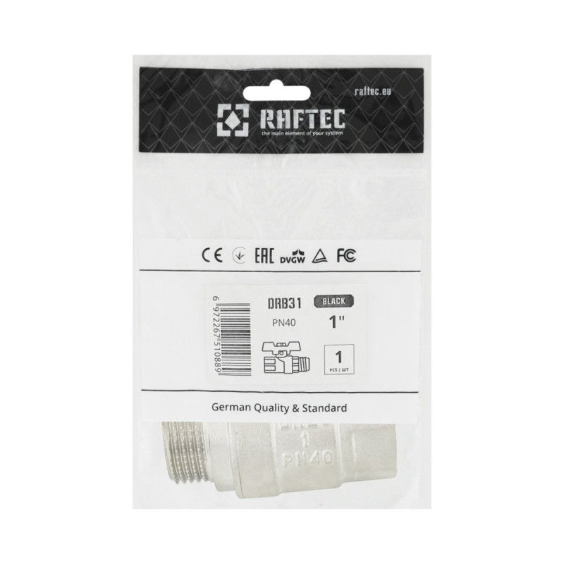 Raftec Кран шаровой BLACK PN40 ЗВ 1" бабочка DRB31
