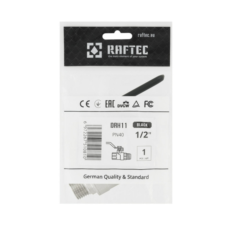 Raftec Кран шаровой BLACK PN40 ЗВ 1/2" ручка DRH11