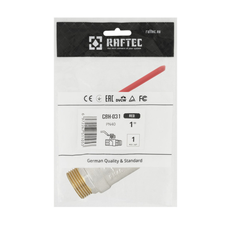 Raftec Кран шаровой RED PN40 ЗВ 1" ручка CBH-031