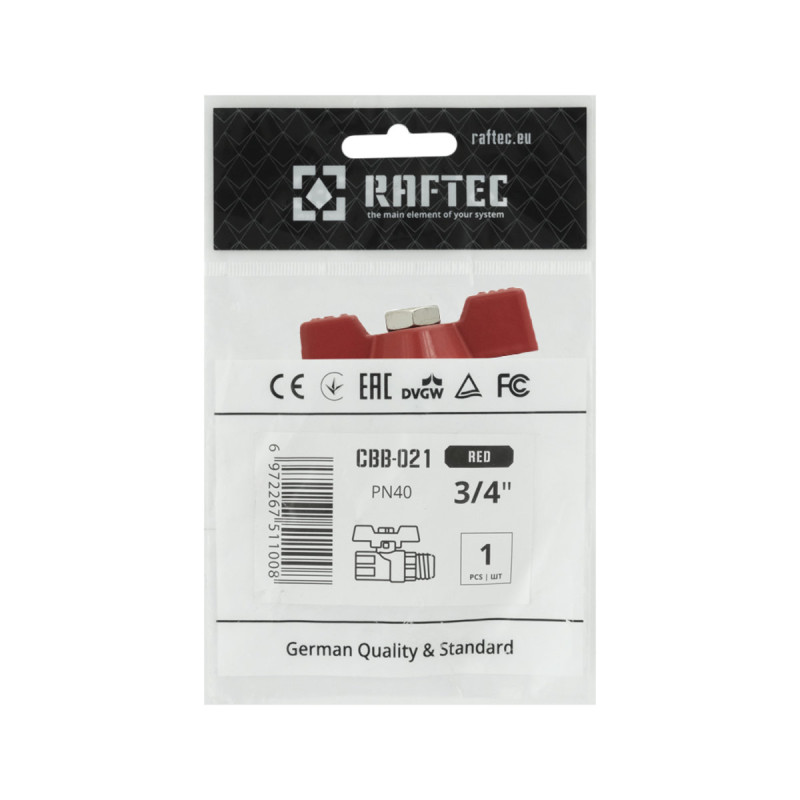 Raftec Кран шаровый RED PN40 ЗВ 3/4" бабочка CBB-021