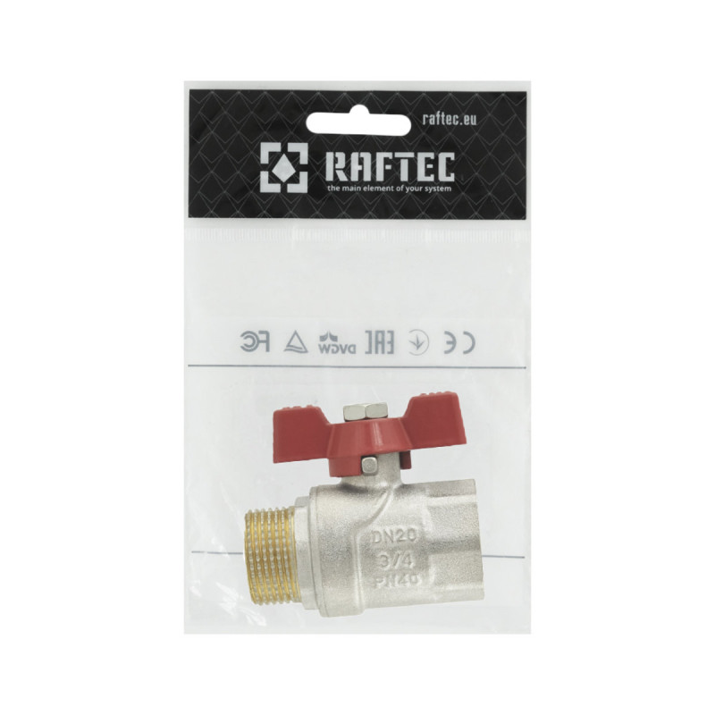 Raftec Кран шаровый RED PN40 ЗВ 3/4" бабочка CBB-021