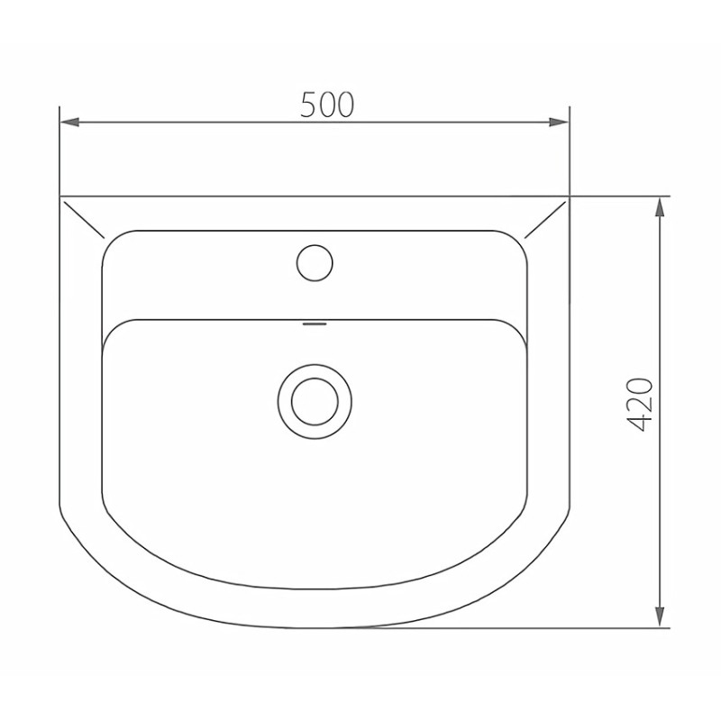 KOLO PROXY умывальник мебельный 50 см, с переливом, с отверстием (укр.), Украина (102950UA)
