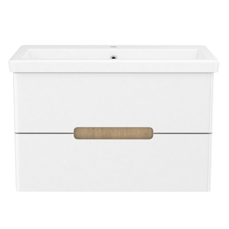 VOLLE SOLO комплект мебели 80см blanco: тумба подвесная, 2 ящика + умывальник накладной арт 13-16-018, (1910.308007)