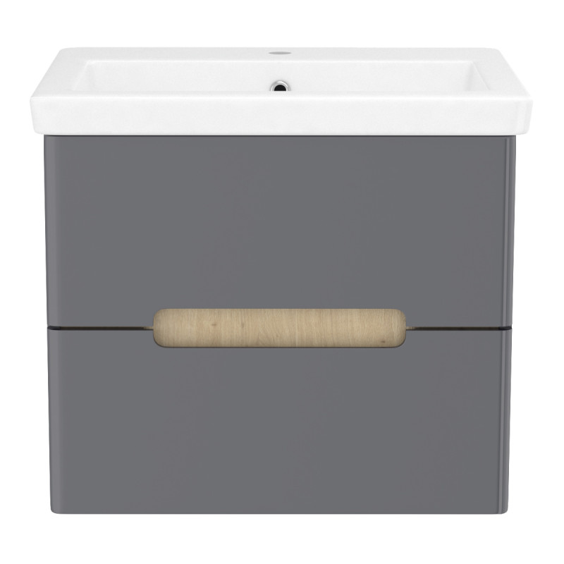 VOLLE SOLO комплект мебели 60см антрацит: тумба подвесная, 2 ящика + раковина накладная арт 13-16-016, (1910.306009)