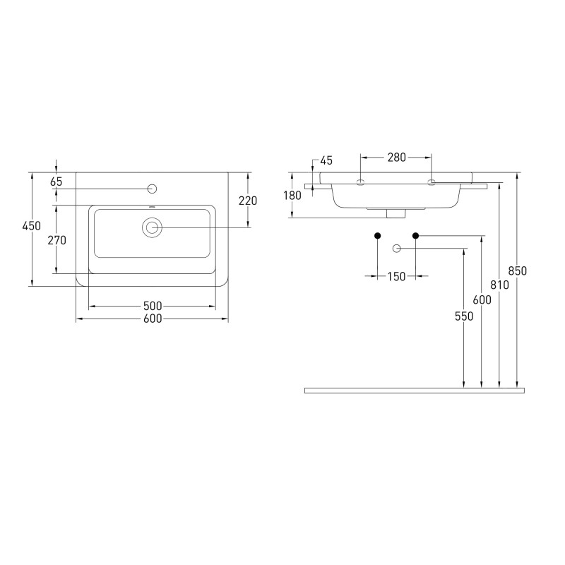 VOLLE SOLO комплект мебели 60см антрацит: тумба подвесная, 2 ящика + раковина накладная арт 13-16-016, (1910.306009)