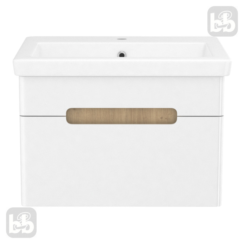 VOLLE SOLO комплект меблів 60см blanco: тумба підвісна, 1 ящик + умивальник накладний арт 13-16-016, (1910.326007)