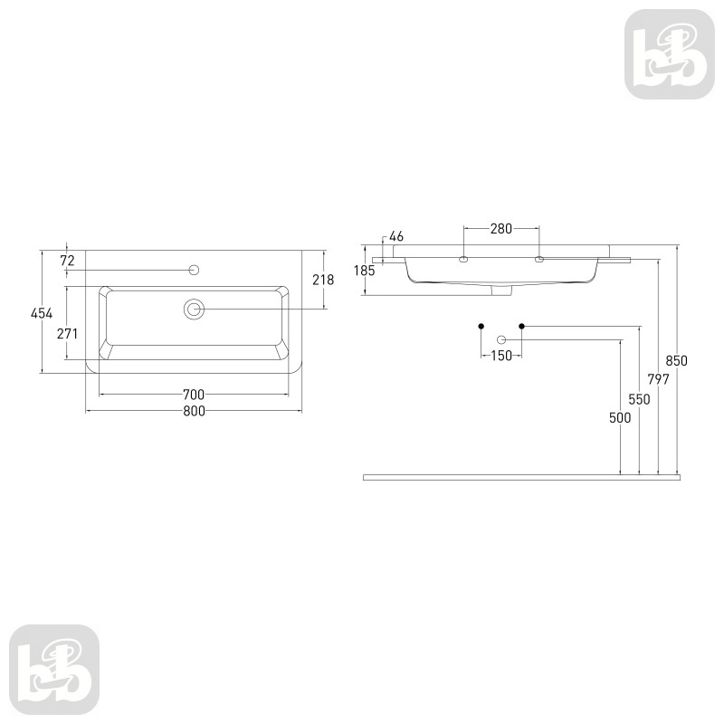 VOLLE SOLO комплект меблів 80см antracita: тумба підвісна, 1 ящик + умивальник накладний арт 13-16-018, (1910.328009)