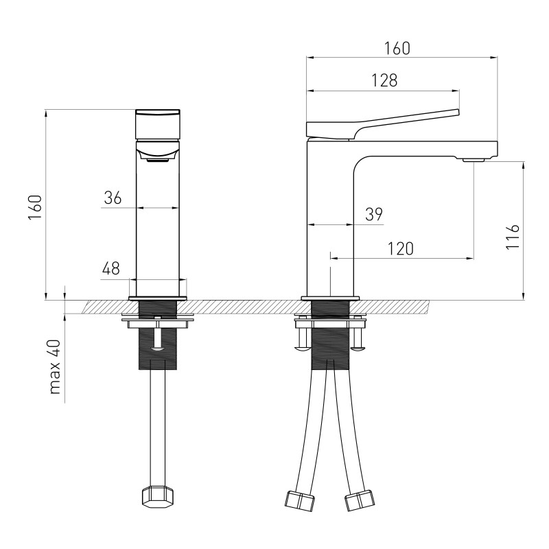 VOLLE SOLO змішувач для умивальника, 26мм, de la noche, (1510.011104)