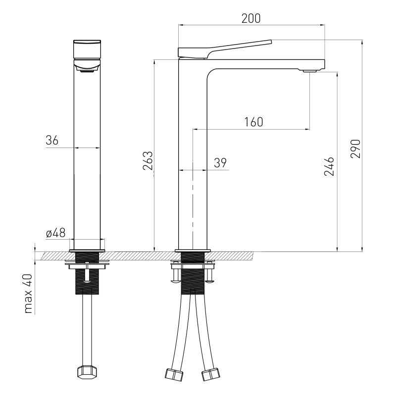 VOLLE SOLO змішувач для умивальника високий, 26мм, cepillado níquel, (1510.011302)
