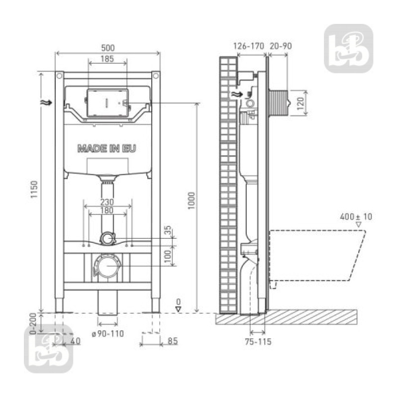 VOLLE Набор инсталляционный: SOLO Rimless унитаз подвесной, сиденье твердое + MASTER NEO инсталляция для унитаза 3в1, без клавиши, (13-55-111+201010)