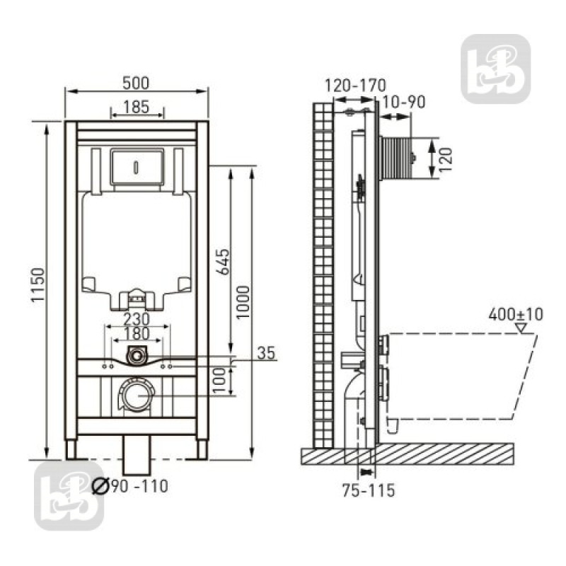 VOLLE Набор инсталляционный: SOLO Rimless унитаз подвесной, сиденье твердое Slim slow-closing 51*35,5*33 см, 141515 MASTER, (13-55-111+141515)