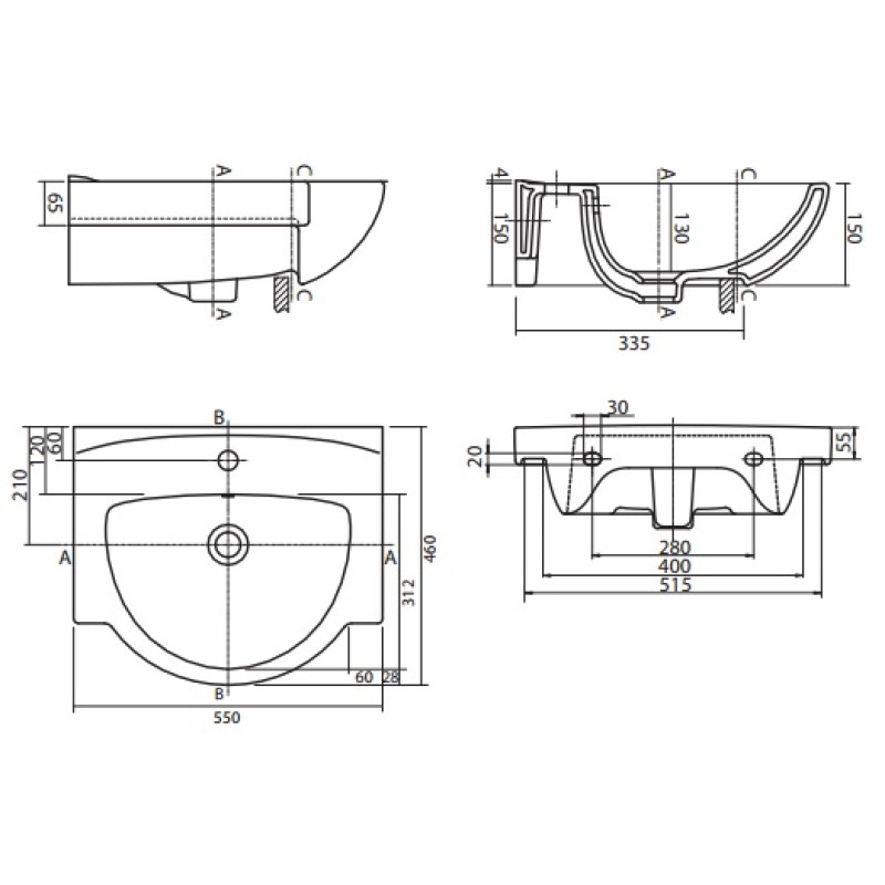 KOLO FREJA раковина мебельная 55см, Украина (L71955000)