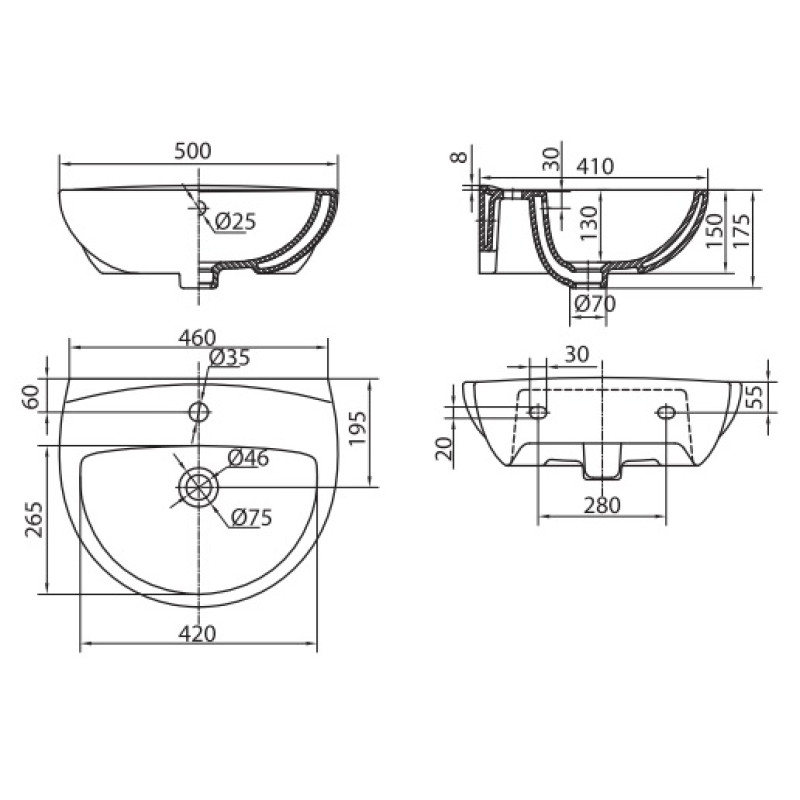 KOLO FREJA умывальник 50 см, Украина (L71150000)