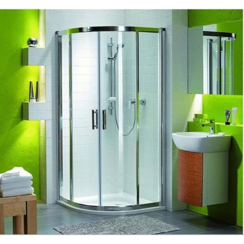 KOLO GEO 6 кабіна напівкругла 80*80 см, (1/2 та 2/2) двері розсувні, скло PRISMATIC, Польща (GKPG80205003)