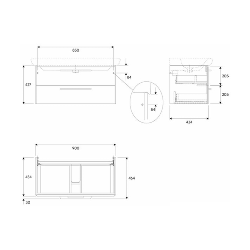 KOLO LIFE! тумба 100см под умывальник, с 2мя ящ., белая, Польша (89460000)