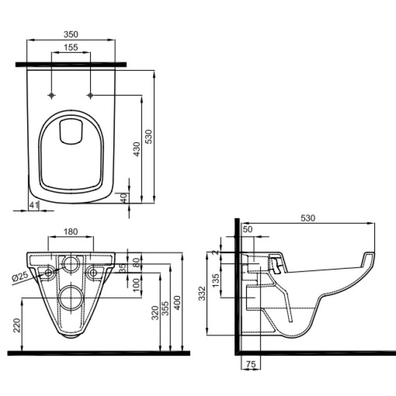 KOLO NOVA PRO унітаз підвісний, прямокутний, Польша (M33103000)