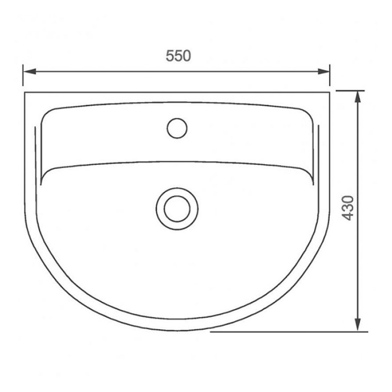 KOLO STATUS умывальник 55см, с переливом, с отверстием, Украина (2321550UA)