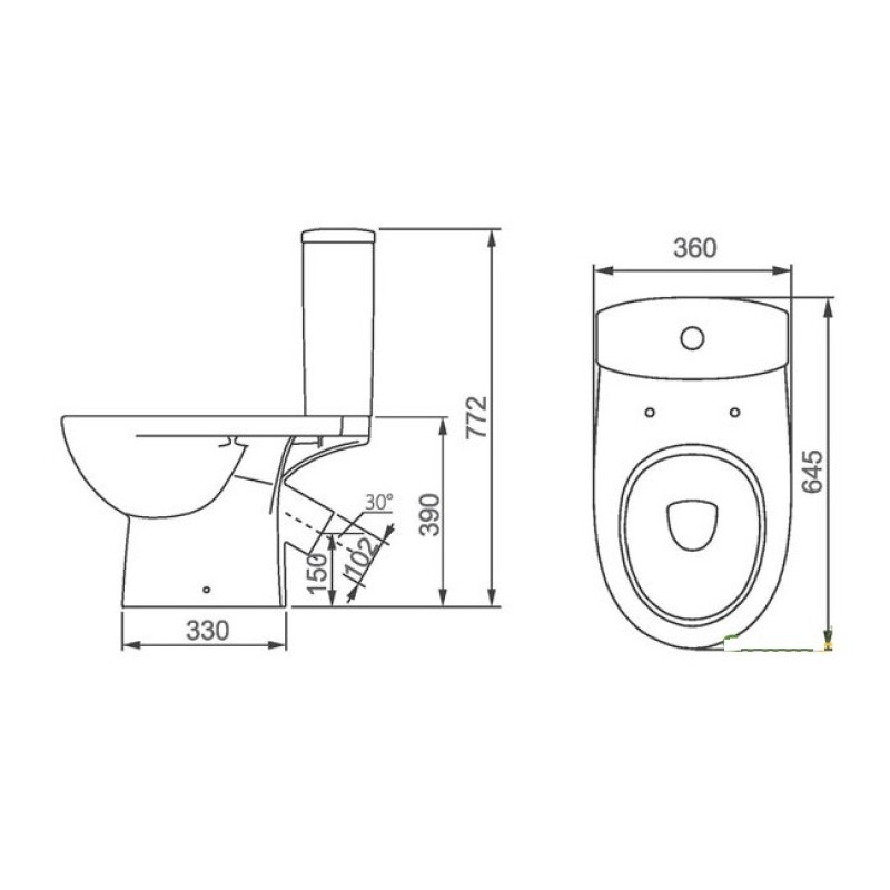 KOLO STATUS унитаз-компакт напольный, косой выпуск, бачок 3/6 л, нижняя подводка, сиденье с крышкой Duroplast, Украина (2396050UA)