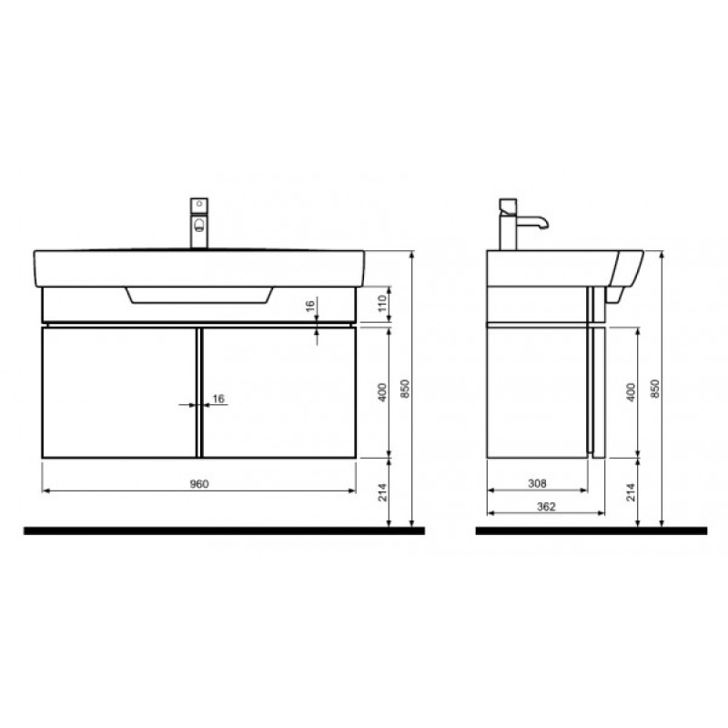 KOLO VARIUS шкафчик под умывальник 95,8*52,6*36,2 см темный графит (пол.), Польша (89126)