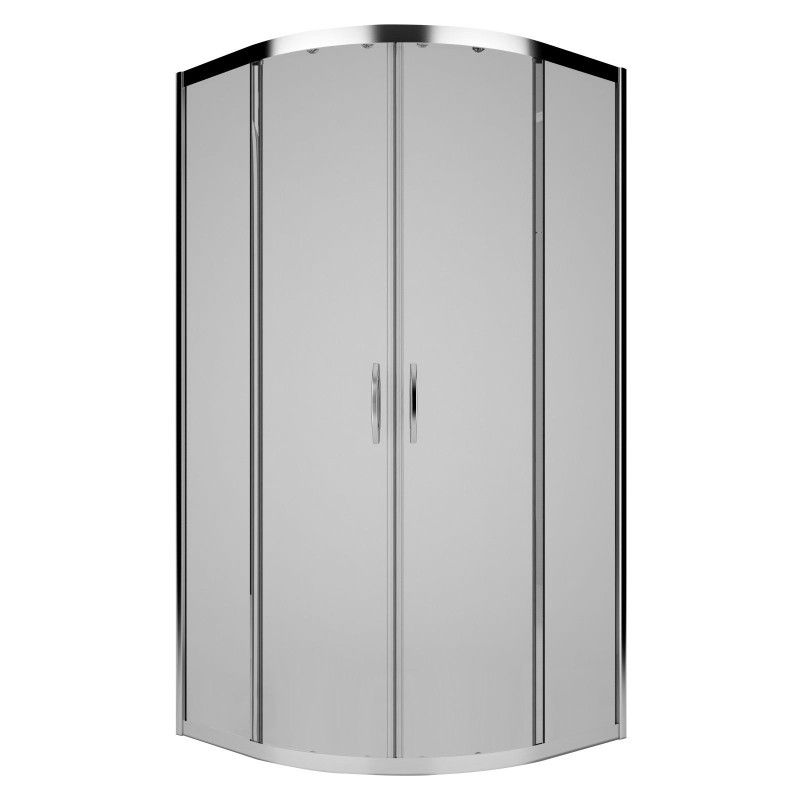 KOLO REKORD душевая кабина 90см, полукруглая, прозрачное стекло, профиль серебристый металлик, Польша (PKPG90222003)