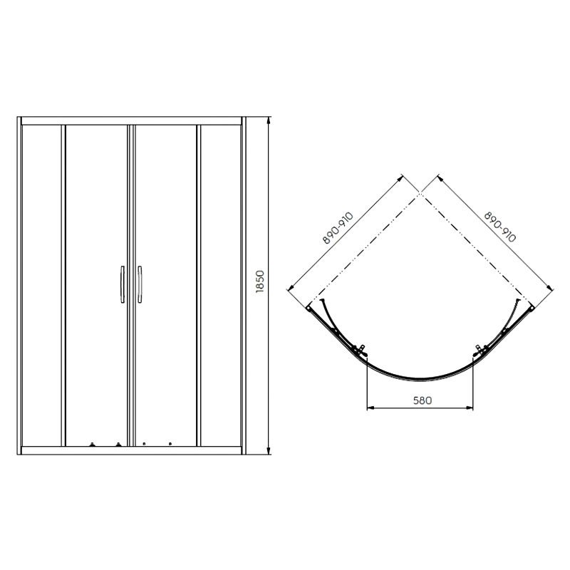 KOLO REKORD душевая кабина 90см, полукруглая, прозрачное стекло, профиль серебристый металлик, Польша (PKPG90222003)